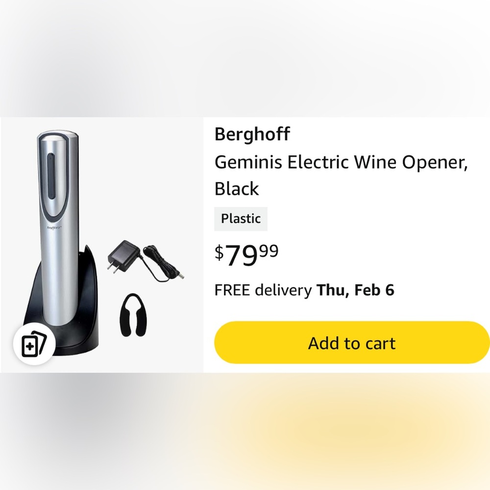 Berghoff Geminis electric wine opener